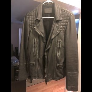 Allsaints Men’s Cargo Leather Biker Jacket - Black
